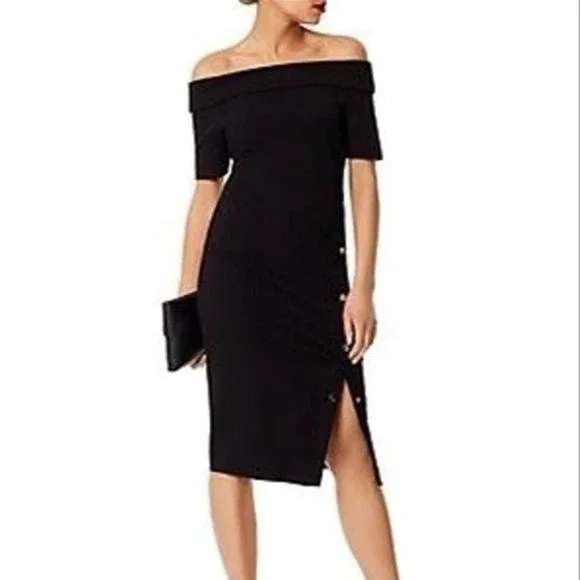 Karen Millen | Dresses | Karen Millen Snap Closure Bodycon Dress Cocktail  Off Shoulder | Poshmark
